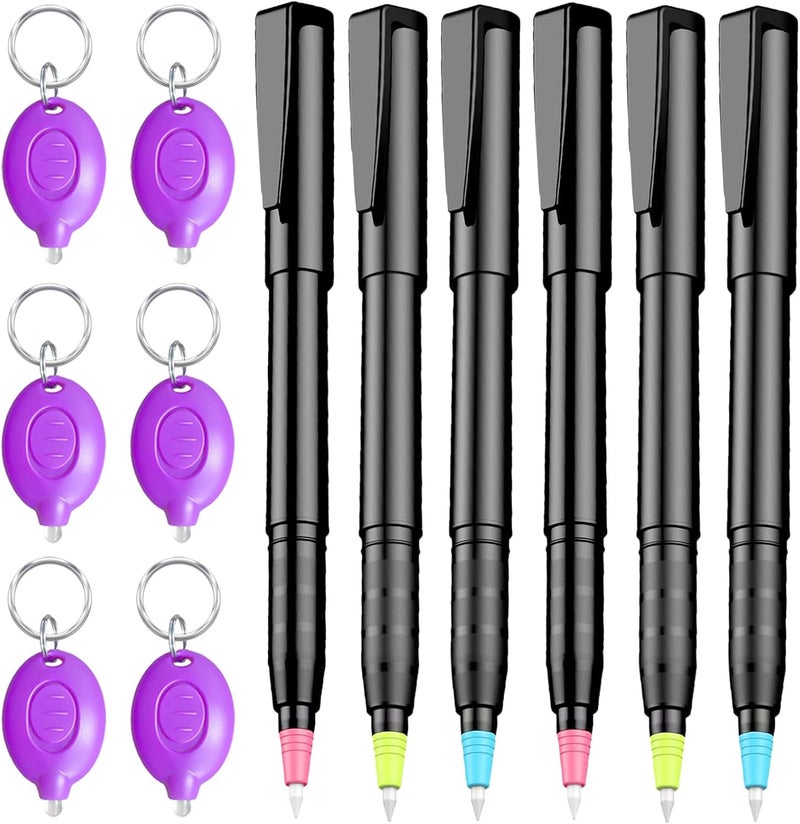 klumuke Invisible Ink Pens with UV Light, Magic Spy Pens with Mini UV LED Keychain Flashlights for Secret Messages, Disappearing Ink Pens with Black Light for Kids, Ideal for Parties and Gifts (6PCS) - Image 1